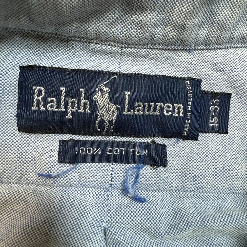 Ralph Lauren Shirt Mens 15 33‎ Blue Oxford Button Down Long Sleeve Cotton